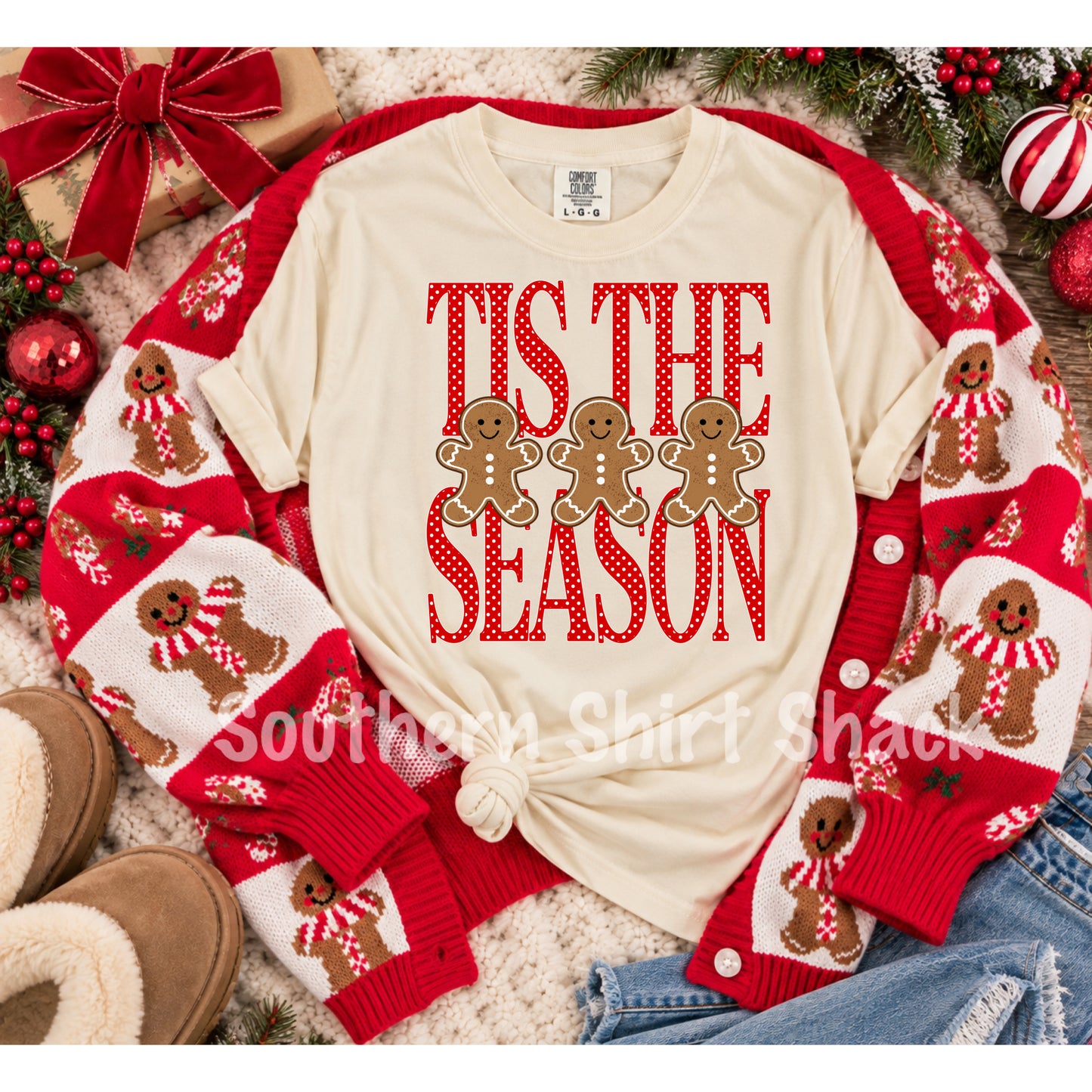 Gingerbread Tis the Season | Ivory Comfort Colors tee