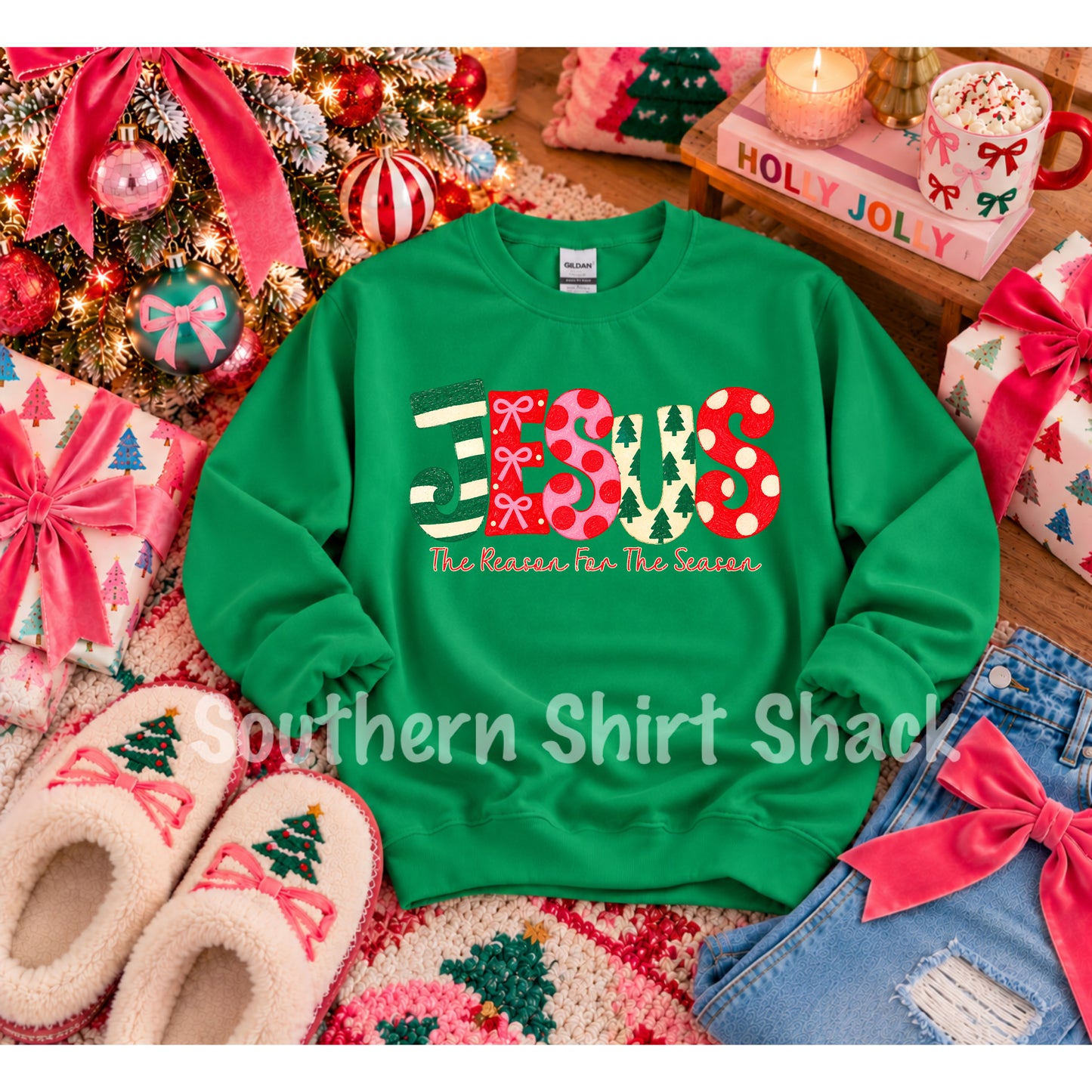 Preppy JESUS is the reason Sweatshirt | Irish green