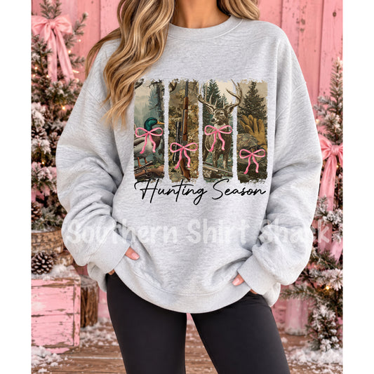 Pink Bows + Hunting Season Sweatshirt | Ash gray