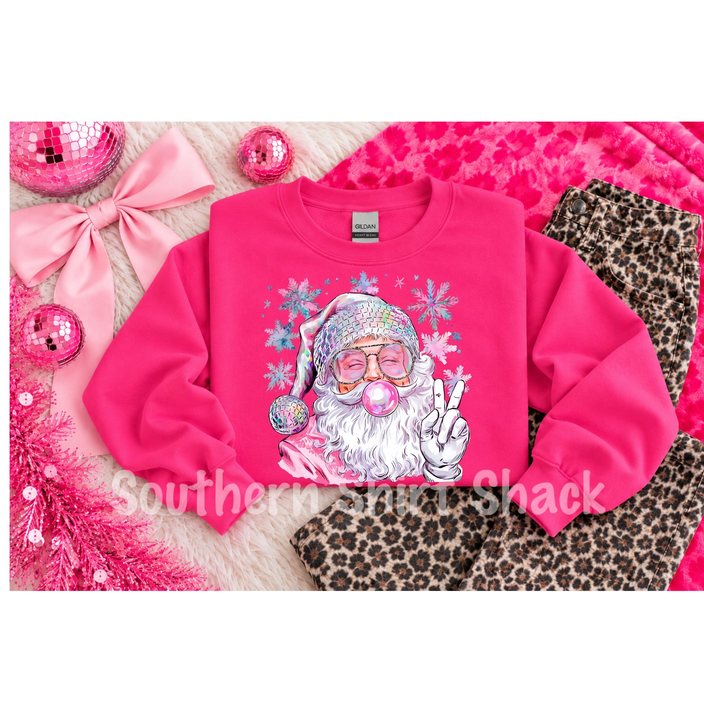 Bubblegum Santa Sweatshirt | Hot Pink