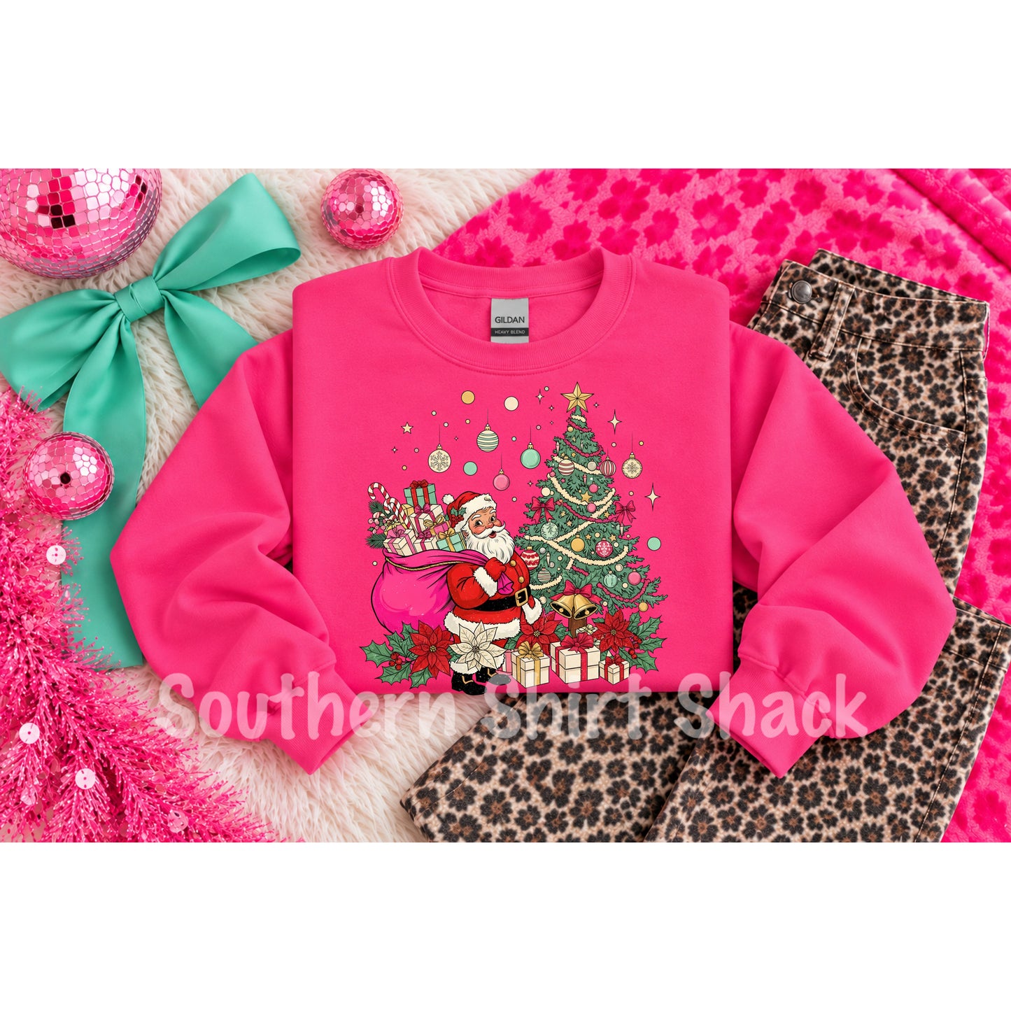 Retro Santa Delivery Sweatshirt | Hot Pink