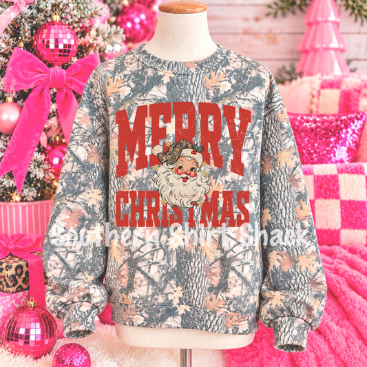 Merry Christmas Tree Camo Sweatshirt - Ready to Ship