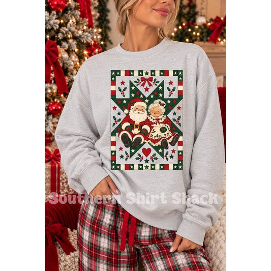 Vintage Santa & Mrs Clause Sweatshirt | Ash Grey