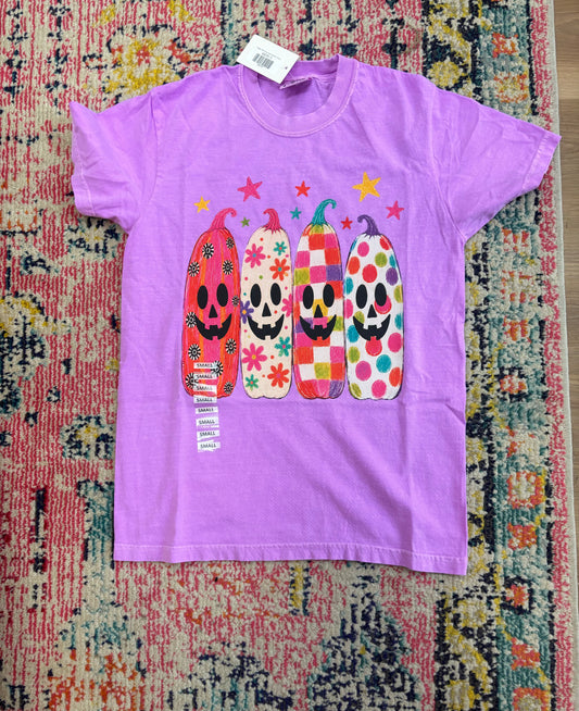 Groovy Pumpkins Neon Purple Tee SALE | READY TO SHIP | NO COUPON CODES ALLOWED