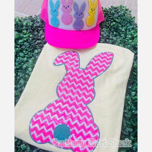 Sequin Bunny Patch | Comfort Colors T-Shirt