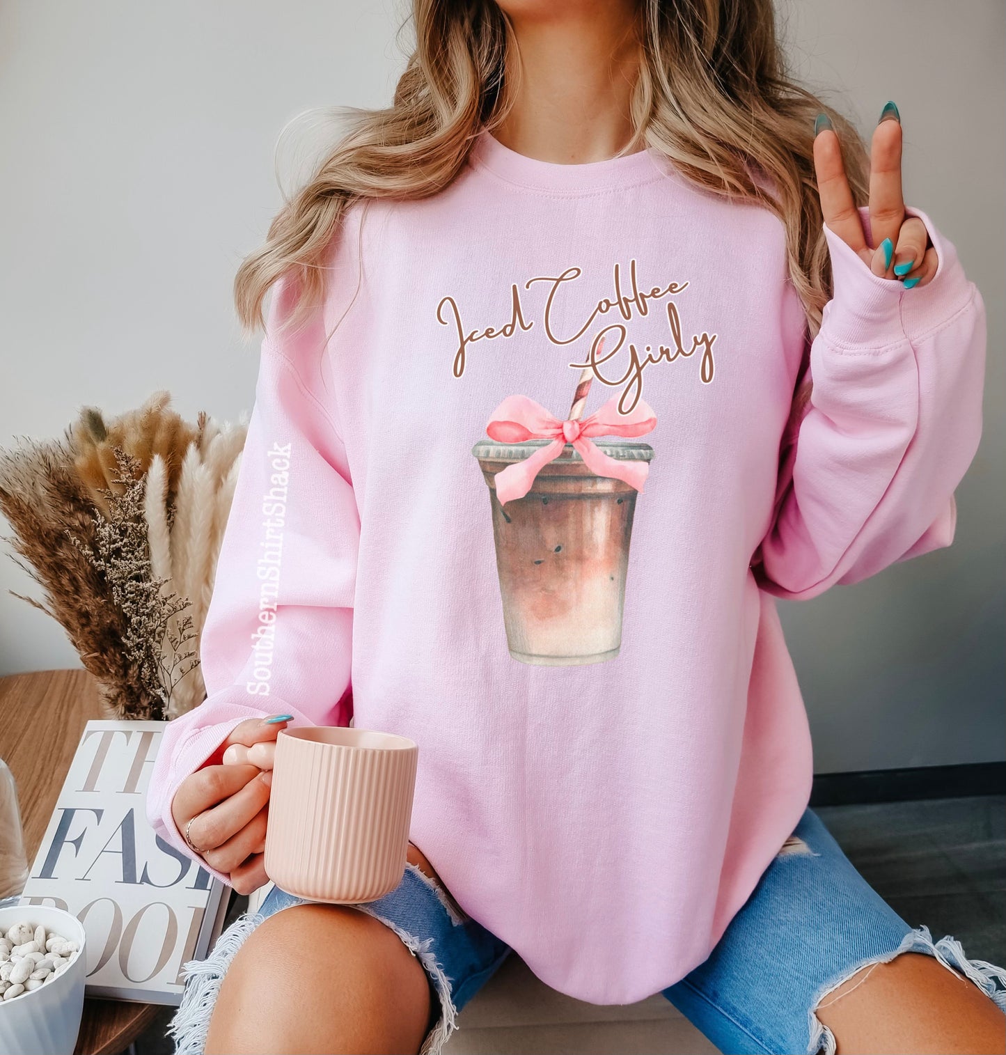 Coquette Iced Coffee Girly Sweatshirt