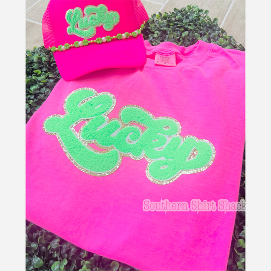Retro Lucky Chenille Patch | Comfort Colors T-Shirt