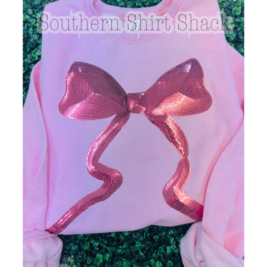 Sequin Coquette Bow Patch Sweatshirt
