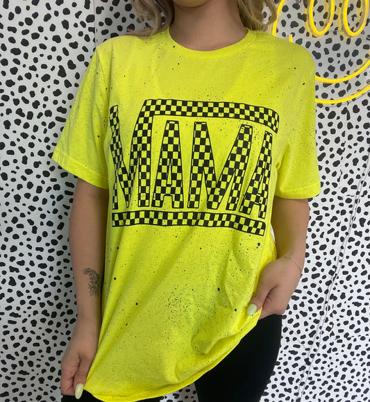 Mama checkered splatter tee