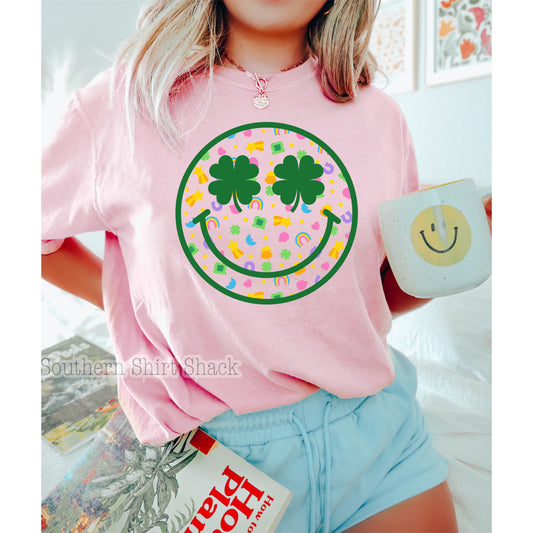 Lucky Charm Smiley Comfort Colors Tee