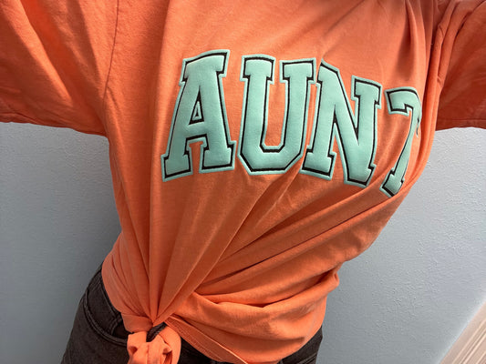 AUNT faux embroidery puff comfort colors tee