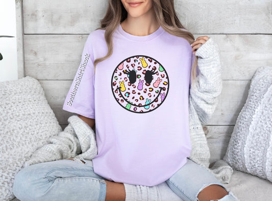 Leopard Peeps Smiley Comfort Colors Tee