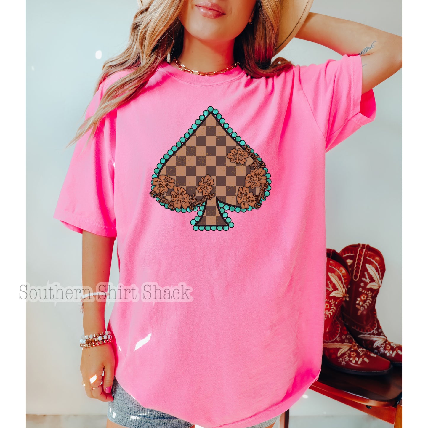 Checkered Spade Comfort Colors Tee