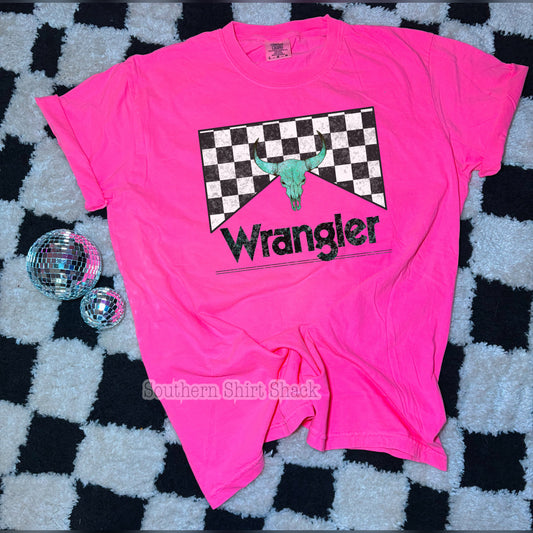 Checkered Turquoise Bull CC tee