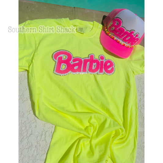 Neon Yellow Barbie Chenille Patch CC tee