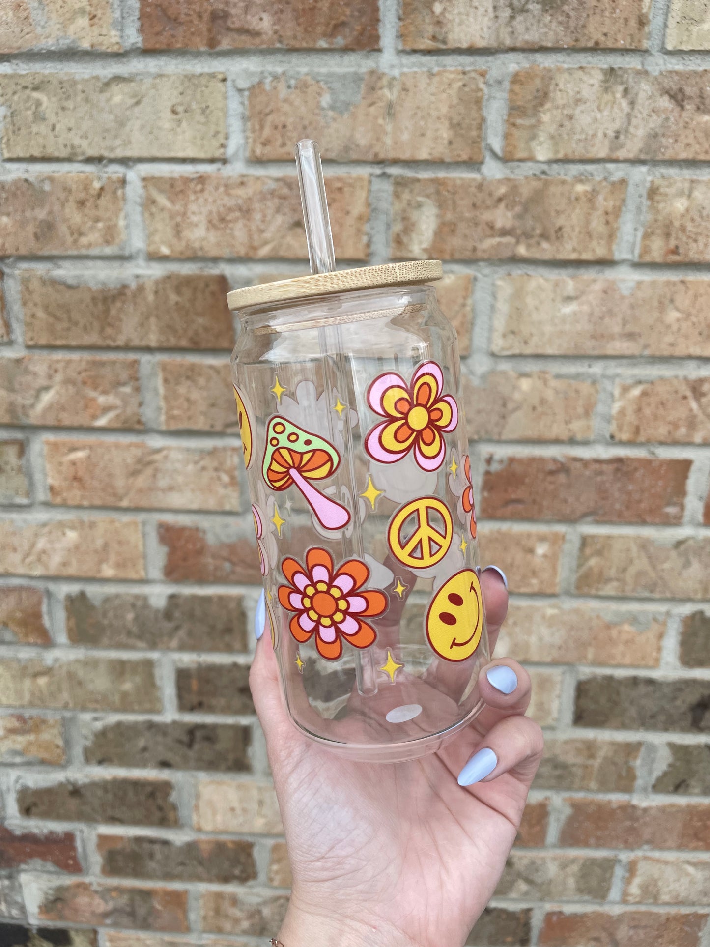 16 oz Glass Cups | Straw and Lid Included