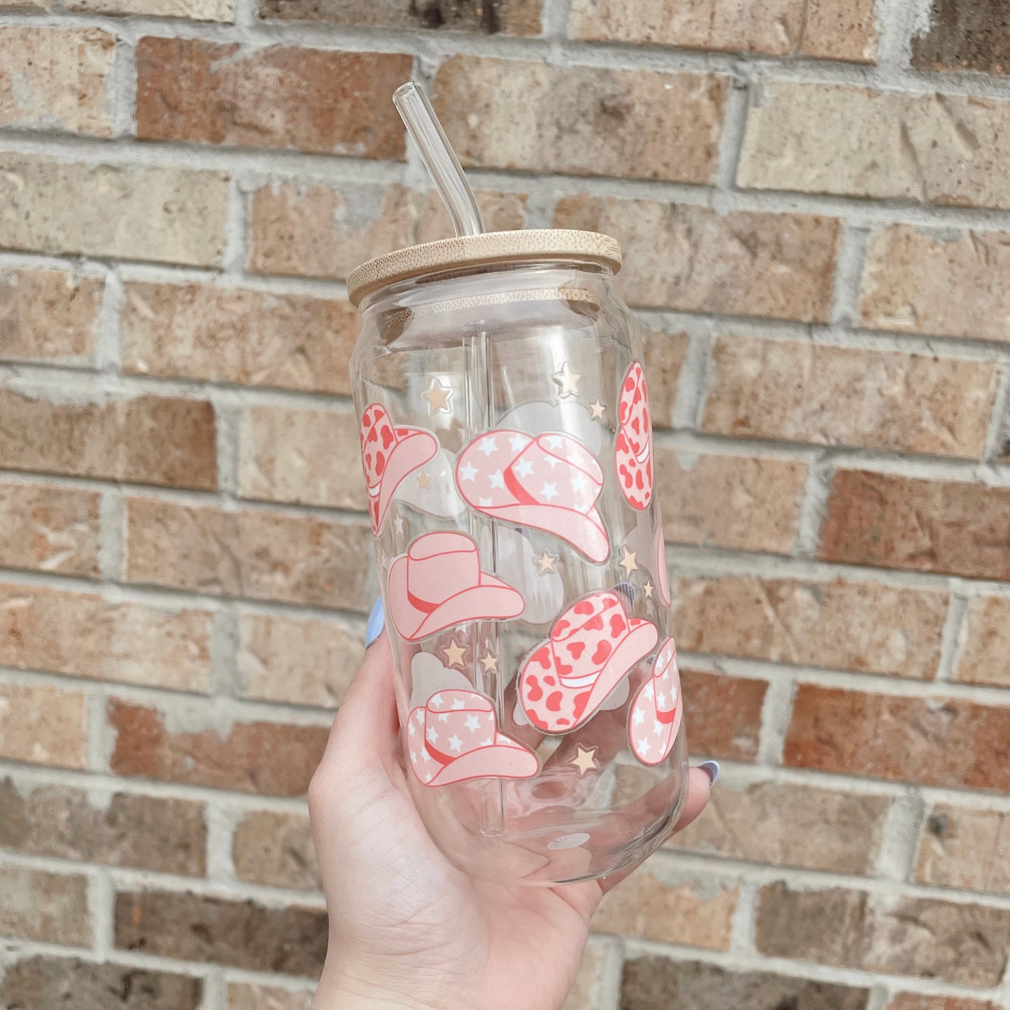 16 oz Glass Cups | Straw and Lid Included