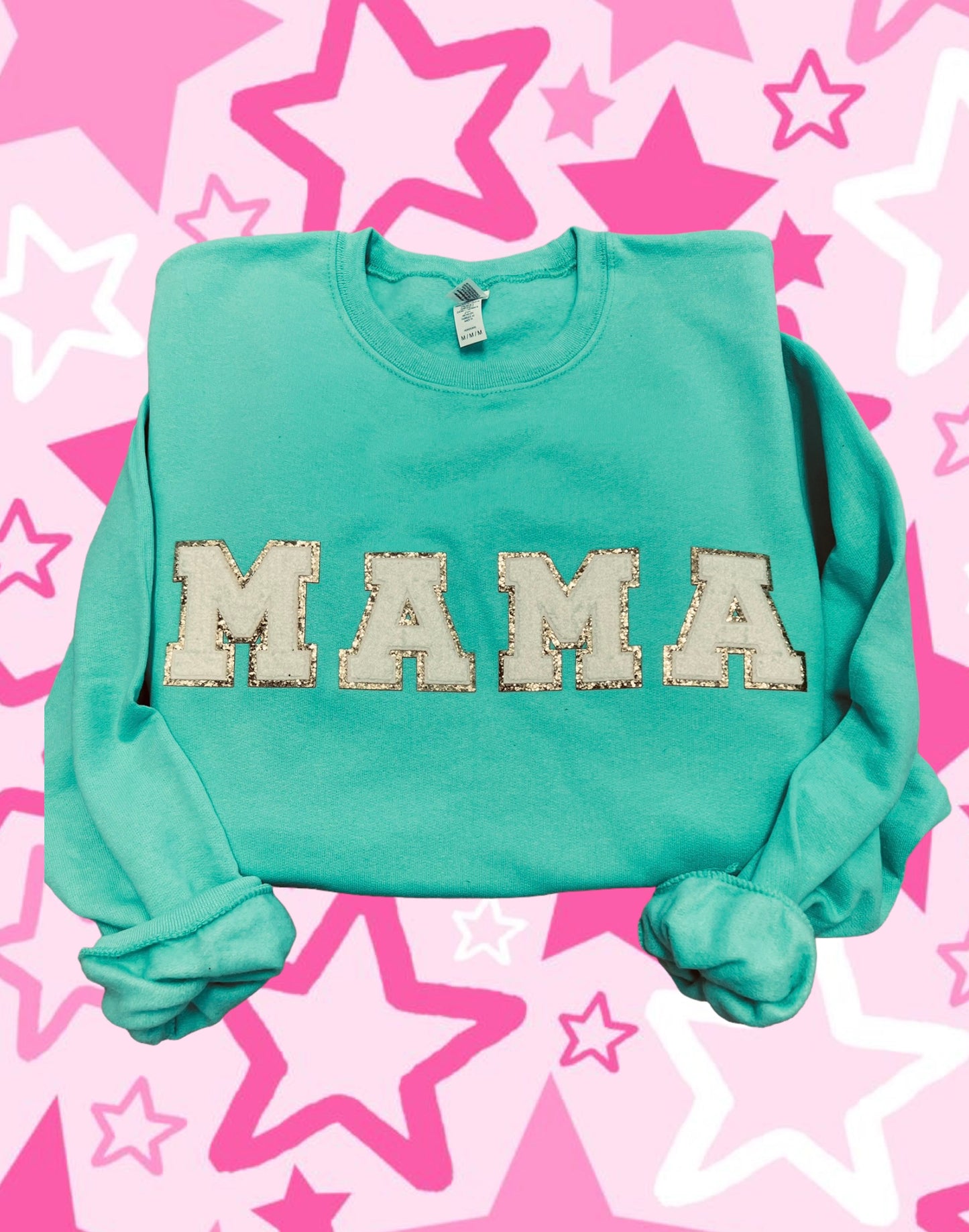 MAMA & Co. chenille patch sweatshirt