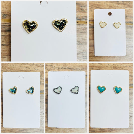 Simple Heart Studded Earrings