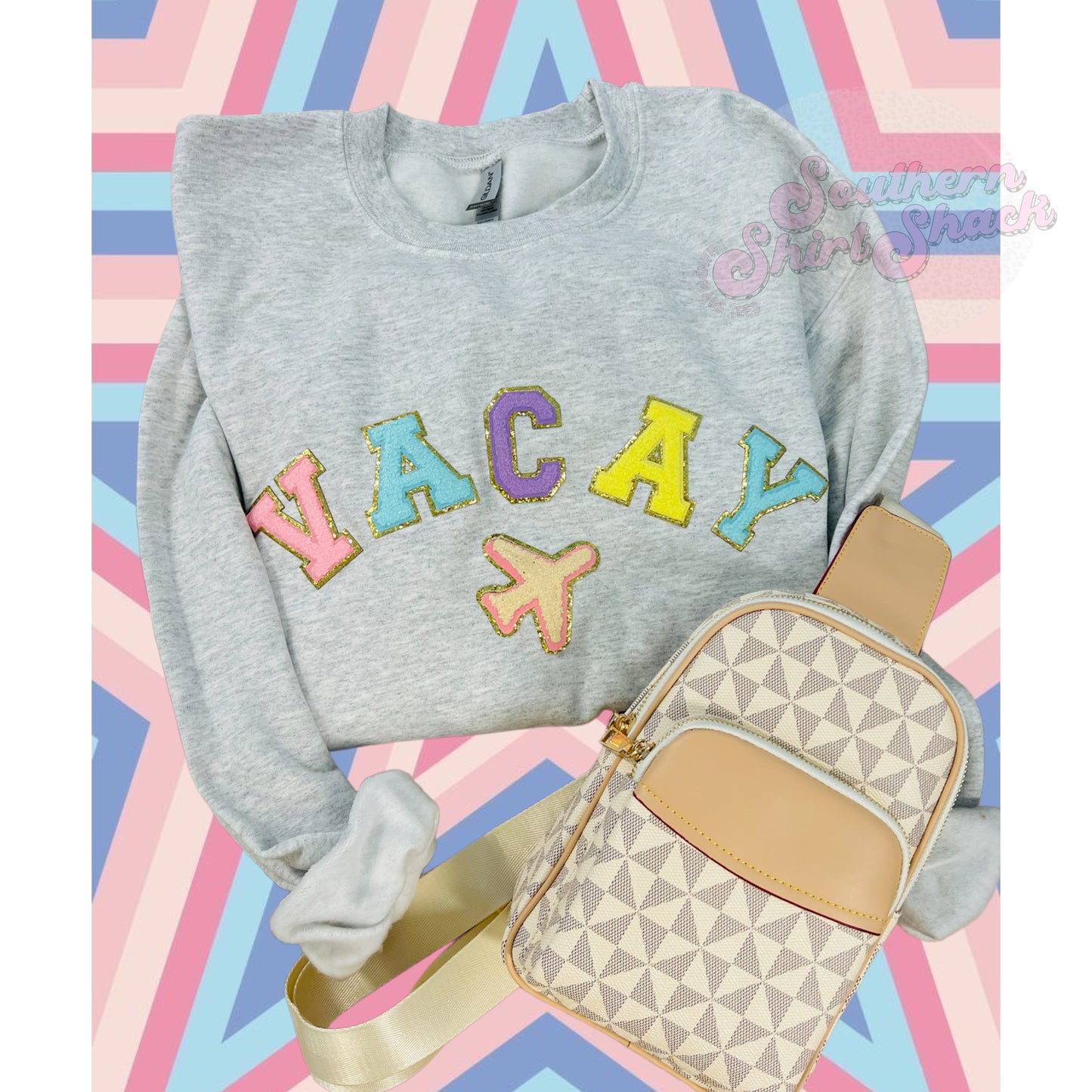 VACAY girl chenille patch sweatshirt